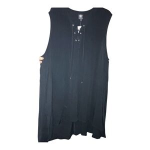 Bobeau Black Lace-Up sleeveless Blouse 3x